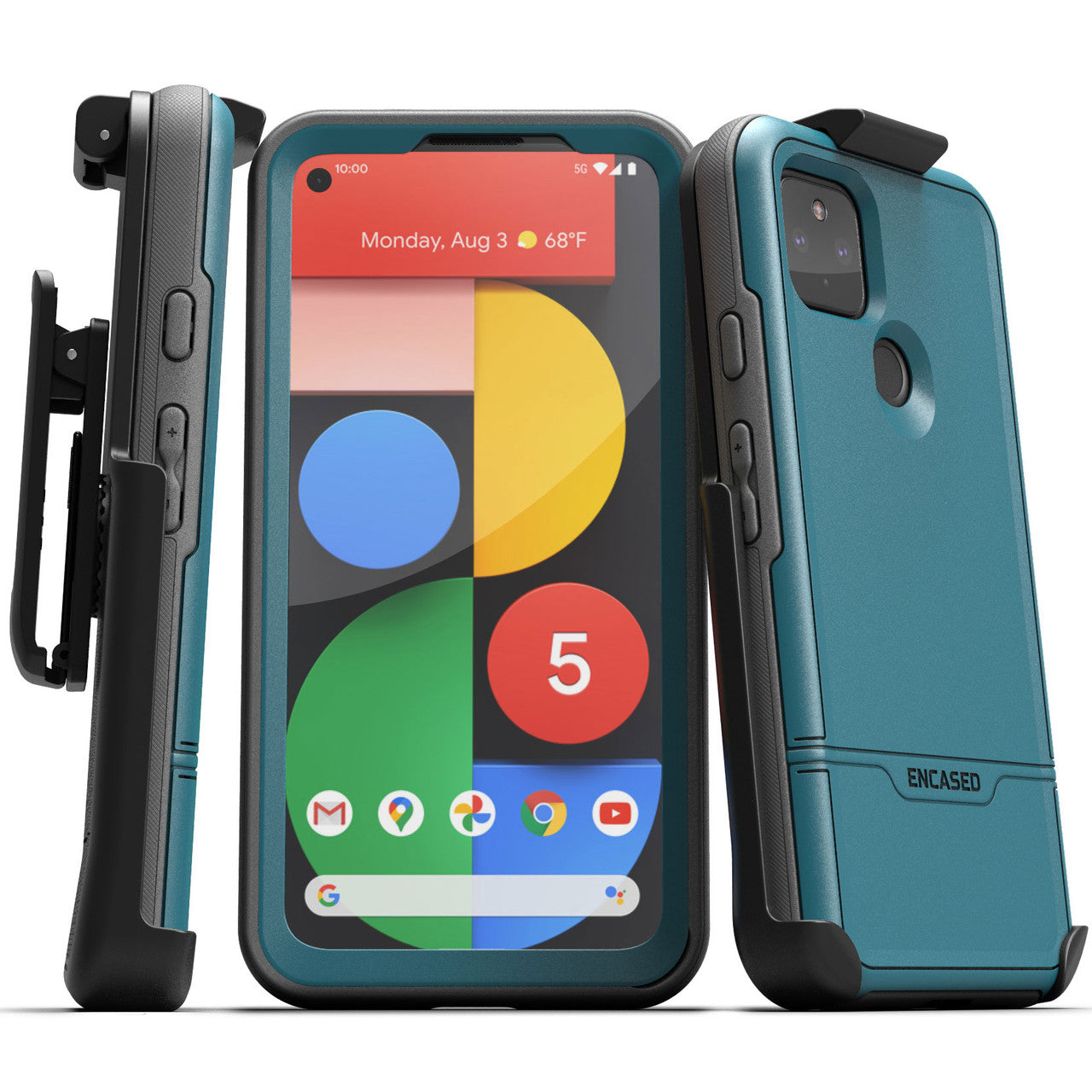 Encased Rebel Case Google Pixel 5 5G with Belt Clip Holster - Blue