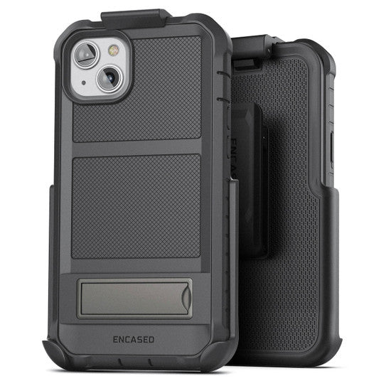 Encased Falcon Shield Case iPhone 14 with Belt Clip Holster - Black