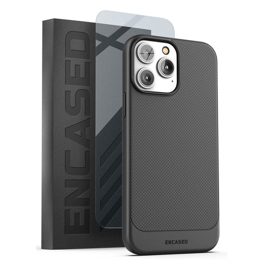 Encased Thin Armor Case iPhone 14 Pro Max with Screen Protector - Black
