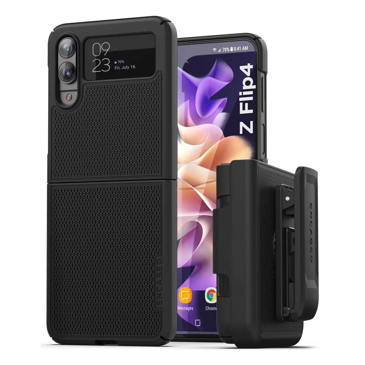 Encased Duraclip Case Samsung Galaxy Z Flip4 with Belt Clip Holster - Black