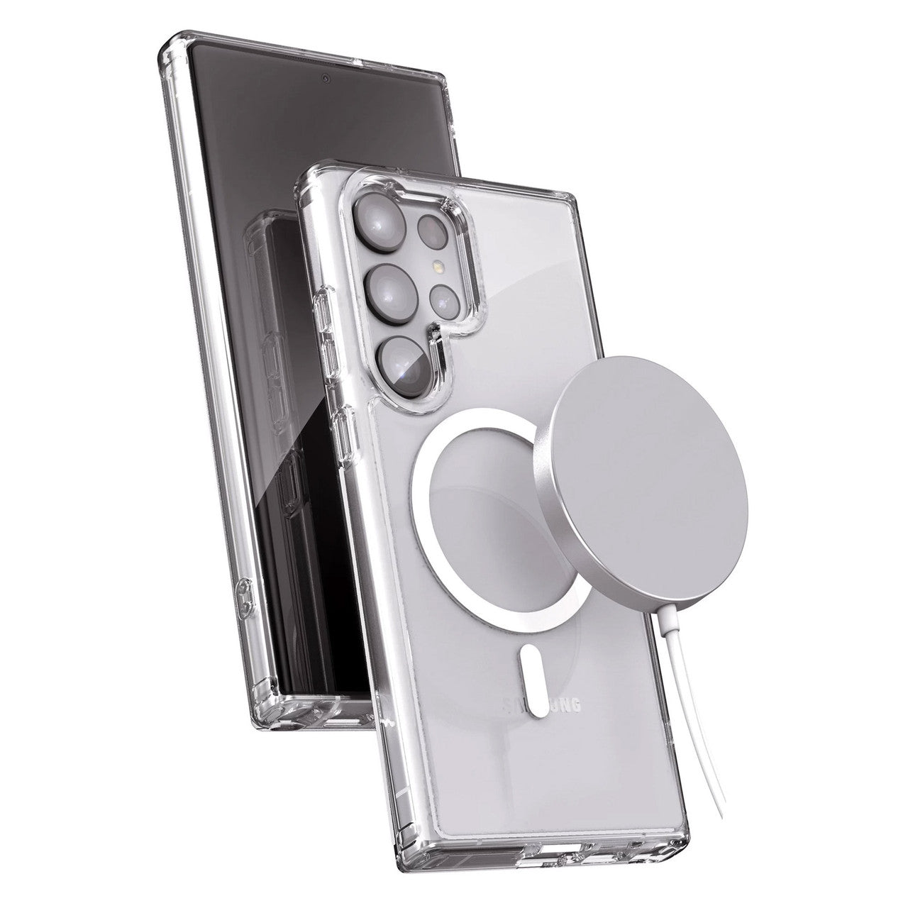 Encased Clear MagSafe Case Samsung Galaxy S23 Ultra with Portable MagSafe Charger - Clear