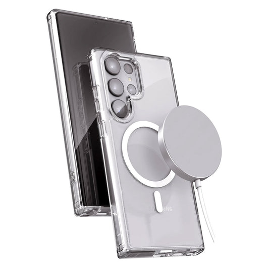 Encased Clear MagSafe Case Samsung Galaxy S23 Ultra with Portable MagSafe Charger - Clear
