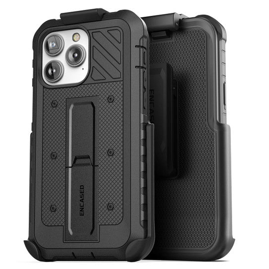 Encased Pantera Case iPhone 14 Pro Max with Belt Clip Holster - Black