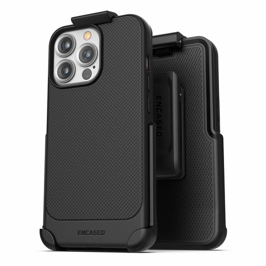 Encased Thin Armor Case iPhone 13 Pro Max with Belt Clip Holster - Black