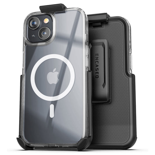 Encased Magsafe Clear Case iPhone 15 with Belt Clip Holster - Clear