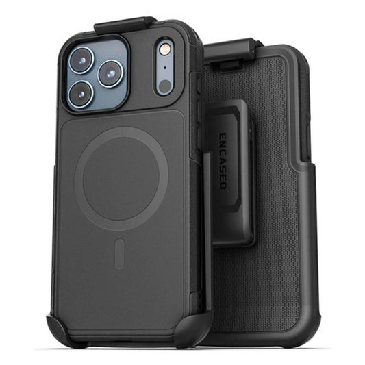 Encased Challenger Case iPhone 17 Pro Max with Belt Clip Holster - Black