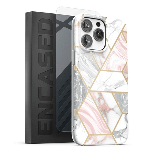 Encased Lexion MagSafe Case with Screen Protector iPhone 14 Pro Max - White Marble