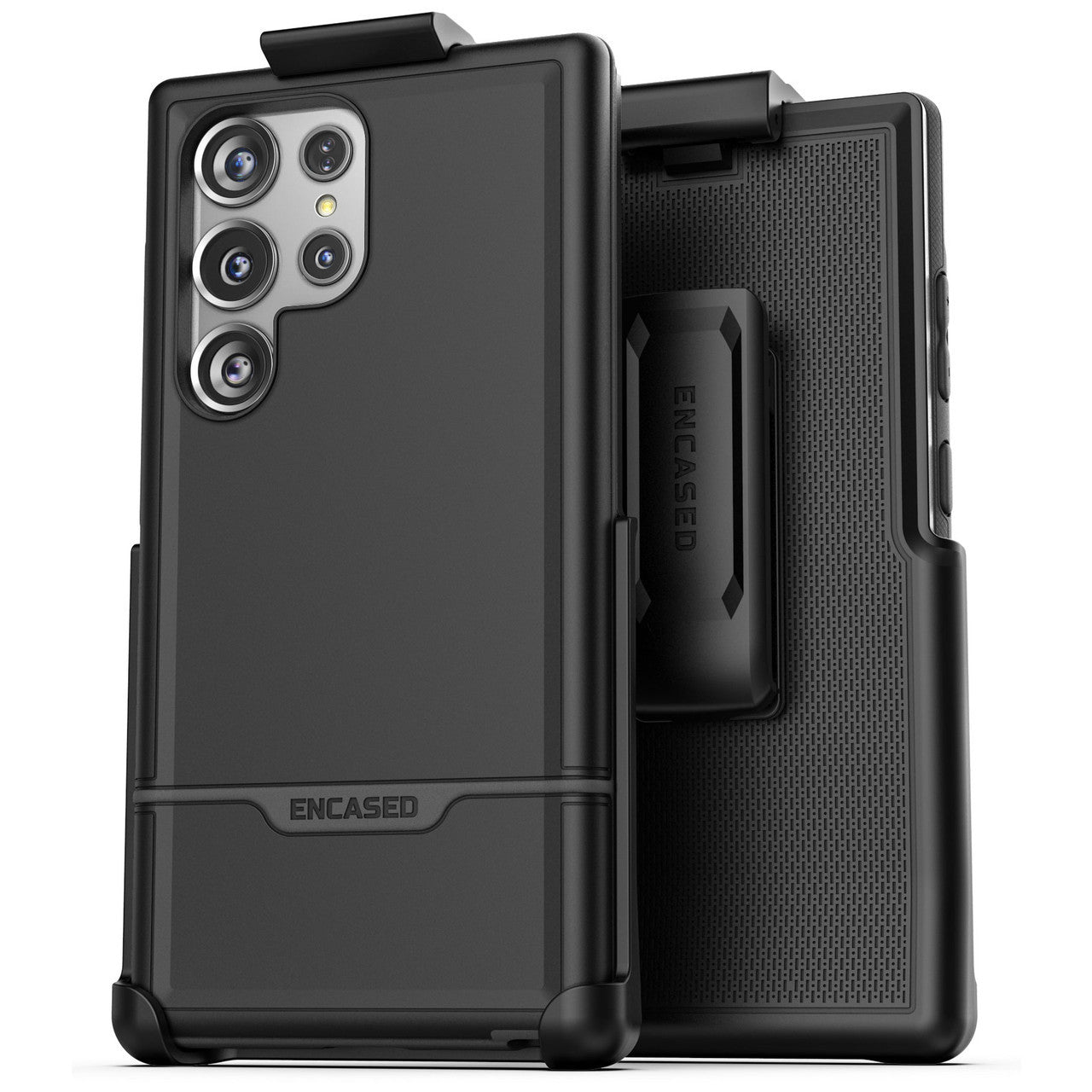 Encased Rebel Case Samsung Galaxy S24 Ultra with Belt Clip Holster - Black