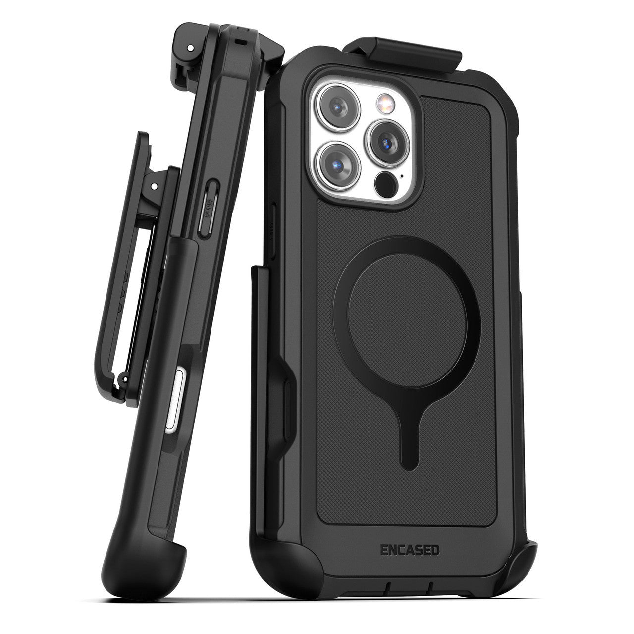 Encased Falcon Shield Case iPhone 16 Pro with Belt Clip Holster - Black