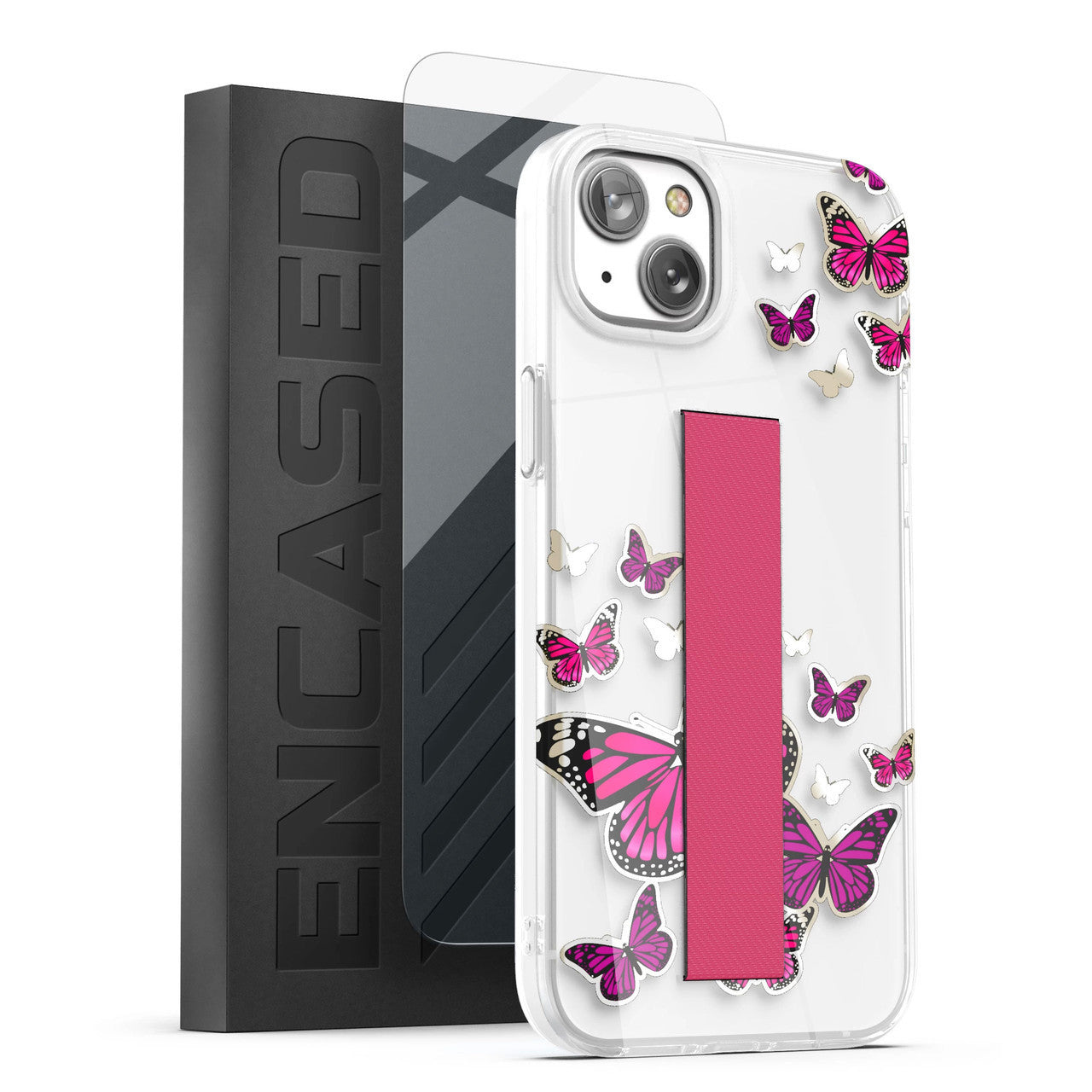 Encased Loop Case with Screen Protector iPhone 14 Plus - Golden Pink Butterfly
