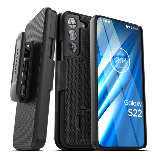 Encased Duraclip Case Samsung Galaxy S22 with Belt Clip Holster - Black