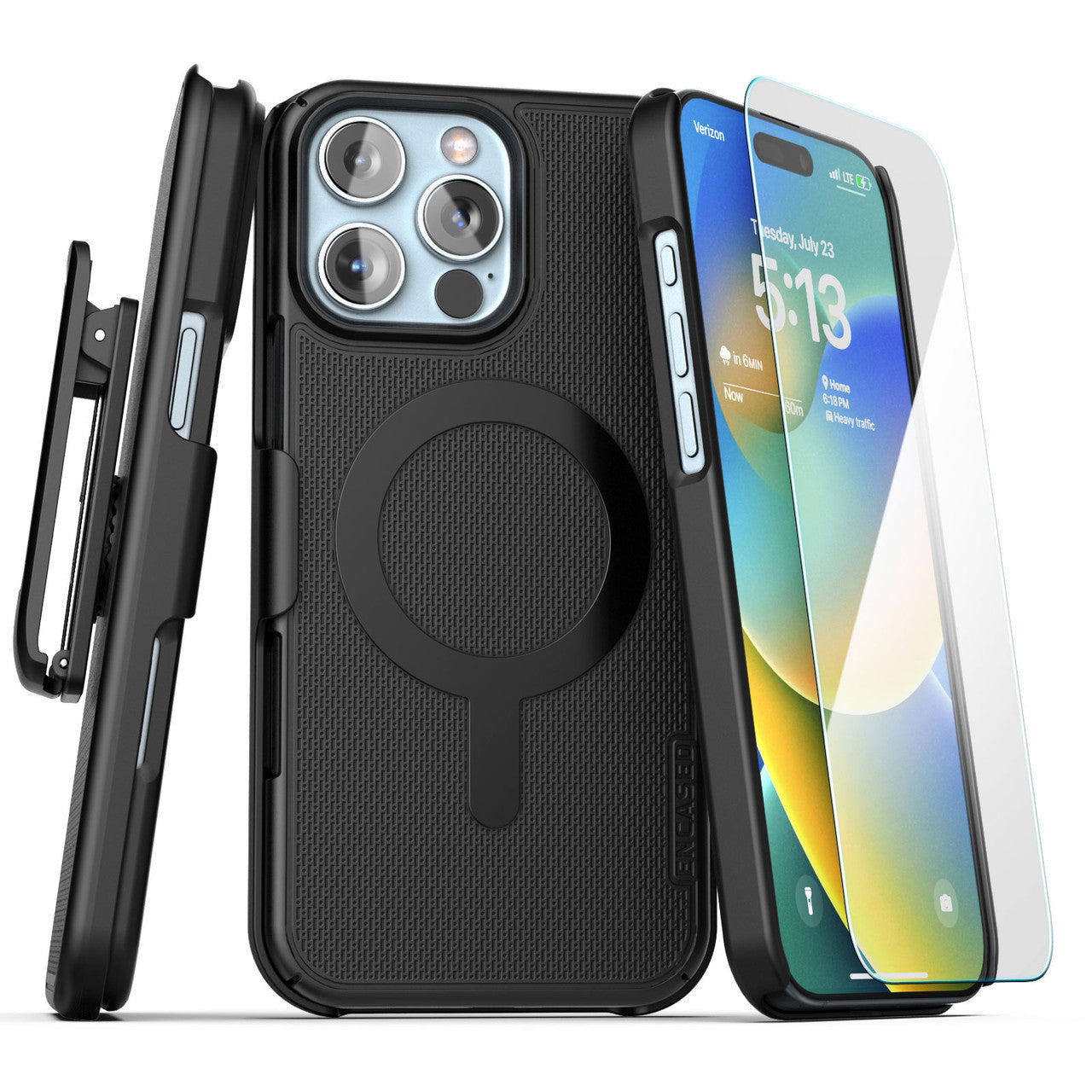 Encased Slimline Case iPhone 16 Pro with Tempered Glass - Black