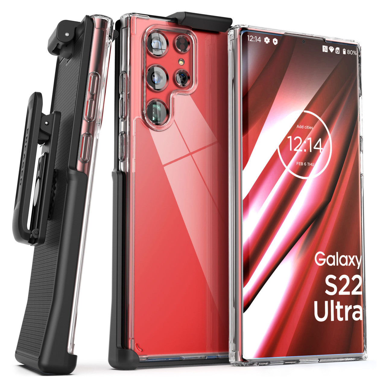 Encased Clear Back Case Samsung Galaxy S22 Ultra with Belt Clip Holster - Clear