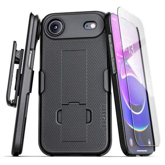 Encased DuraClip Case iPhone 17 Air with Belt Clip Holster and Screen Protector - Black