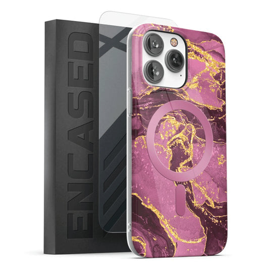 Encased Lexion MagSafe Case with Screen Protector iPhone 14 Pro Max - Purple Marble