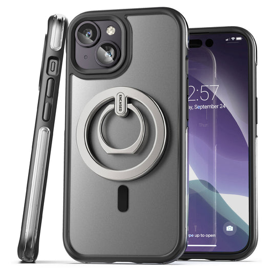 Encased MAG-AIR Case iPhone 15 Plus with MagSafe Ring Grip - Black
