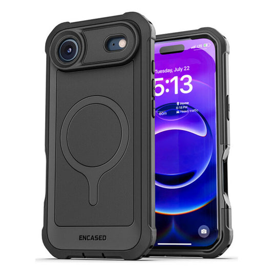 Encased Falcon Shield Case iPhone 17 Air with Built-In PET Screen Protector - Black