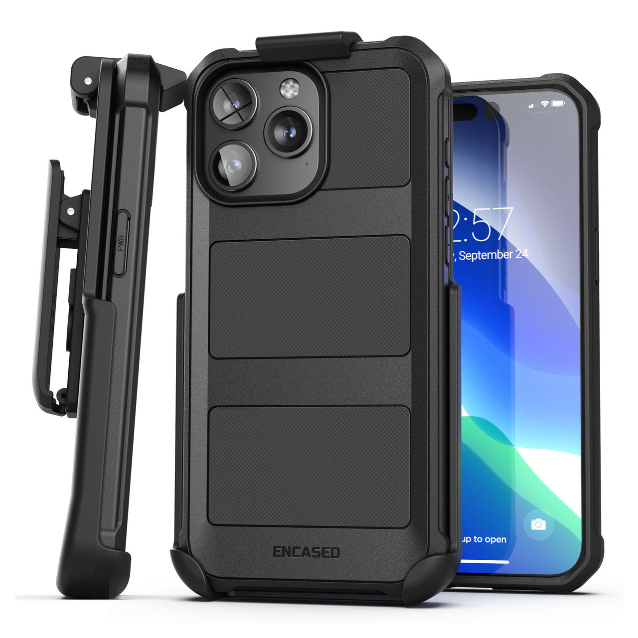 Encased Falcon MagSafe Case iPhone 15 Pro Max with Belt Clip Holster - Black