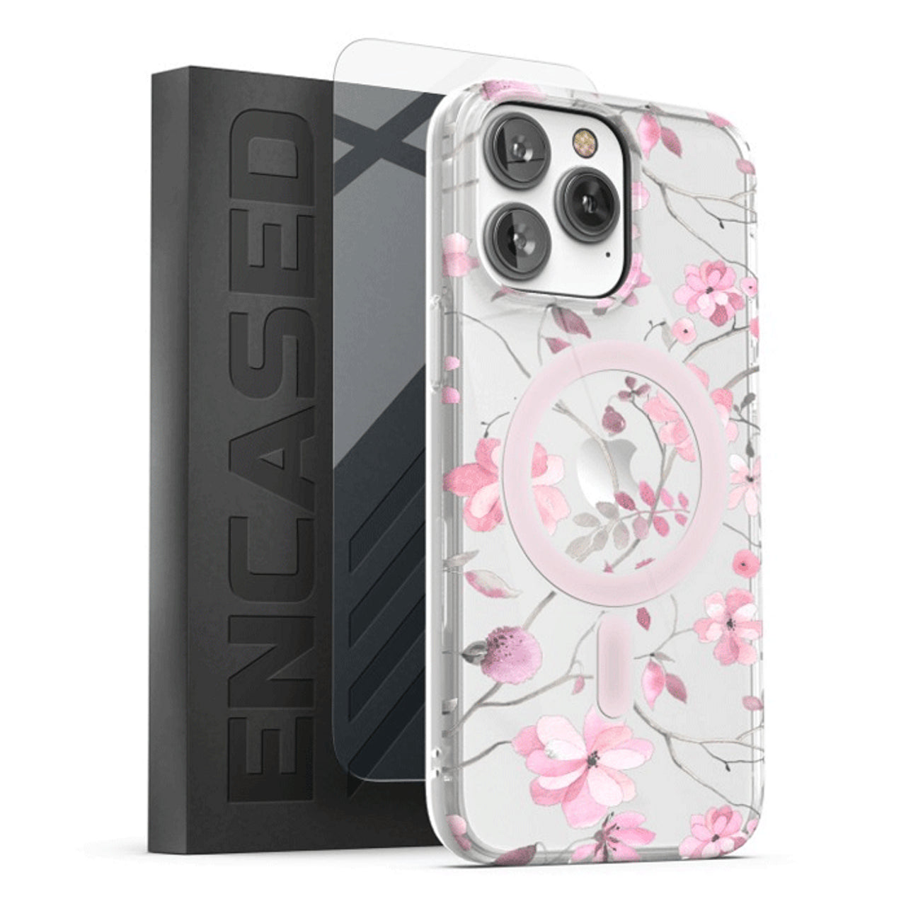 Encased Lexion MagSafe Case with Screen Protector iPhone 14 Pro Max - Pink Flowers
