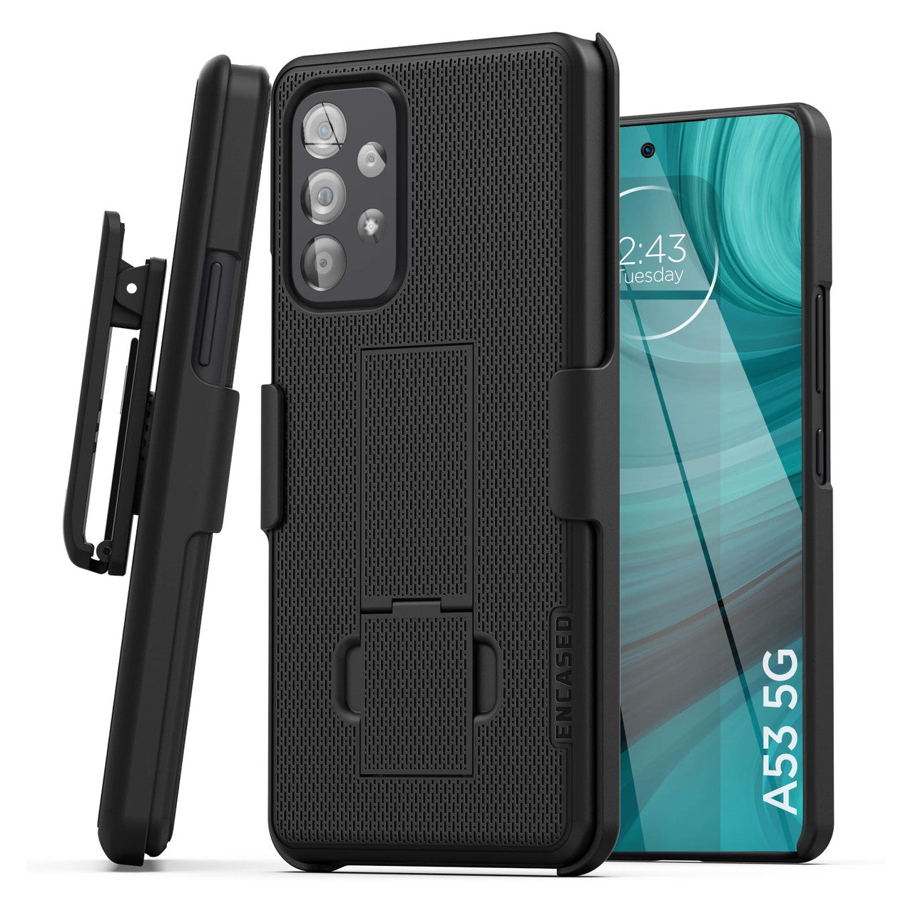 Encased Duraclip Case Samsung Galaxy A53 5G with Belt Clip Holster - Black