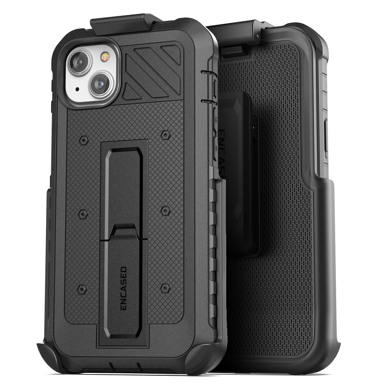 Encased Pantera Case iPhone 14 with Belt Clip Holster - Black