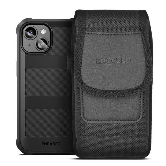 Encased Falcon MagSafe Case iPhone 15 with Belt Clip Pouch - Black
