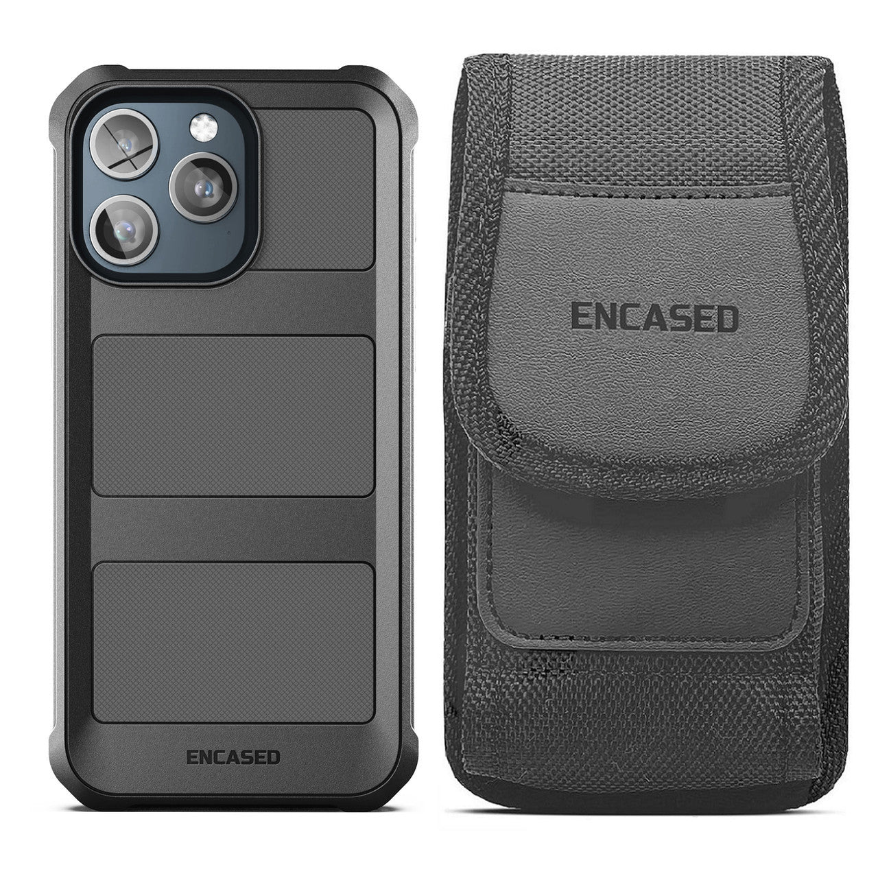 Encased Falcon MagSafe Case iPhone 15 Pro with Belt Clip Pouch - Black