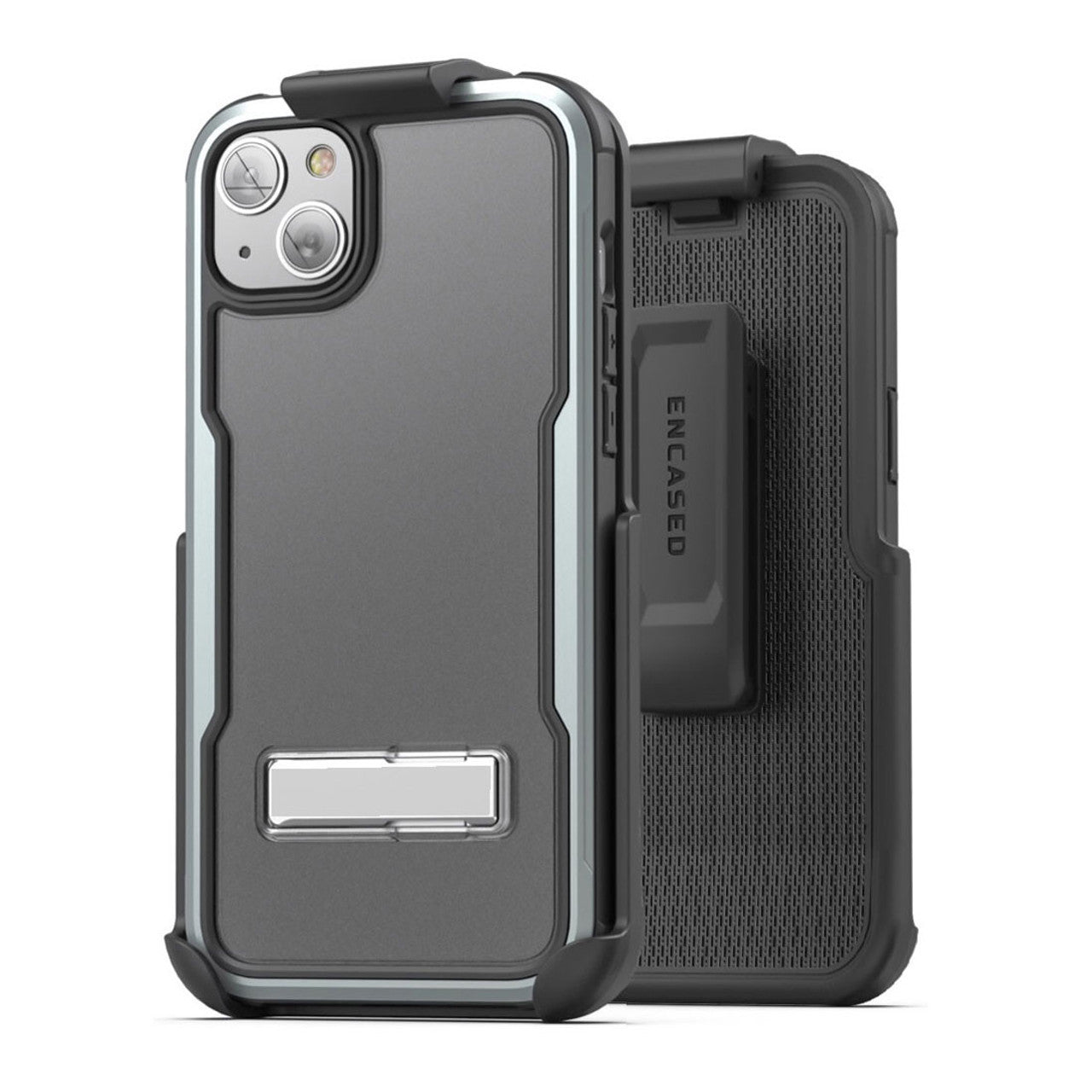 Encased Exos Armor Case iPhone 14 Plus with Belt Clip Holster - Gunmetal