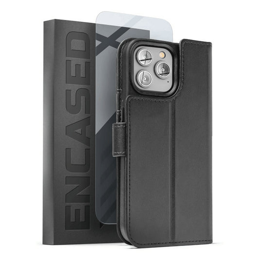 Encased Primo Leather MagSafe Case and Folio Wallet iPhone 14 Pro Max - Black