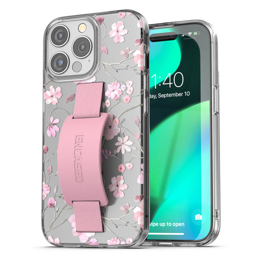 Encased Hand Loop Case iPhone 15 Pro - Pink Butterfly Flowers