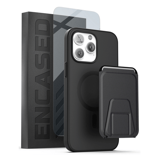 Encased Slimshield Magsafe Case iPhone 14 Pro Max with Leather Wallet - Black
