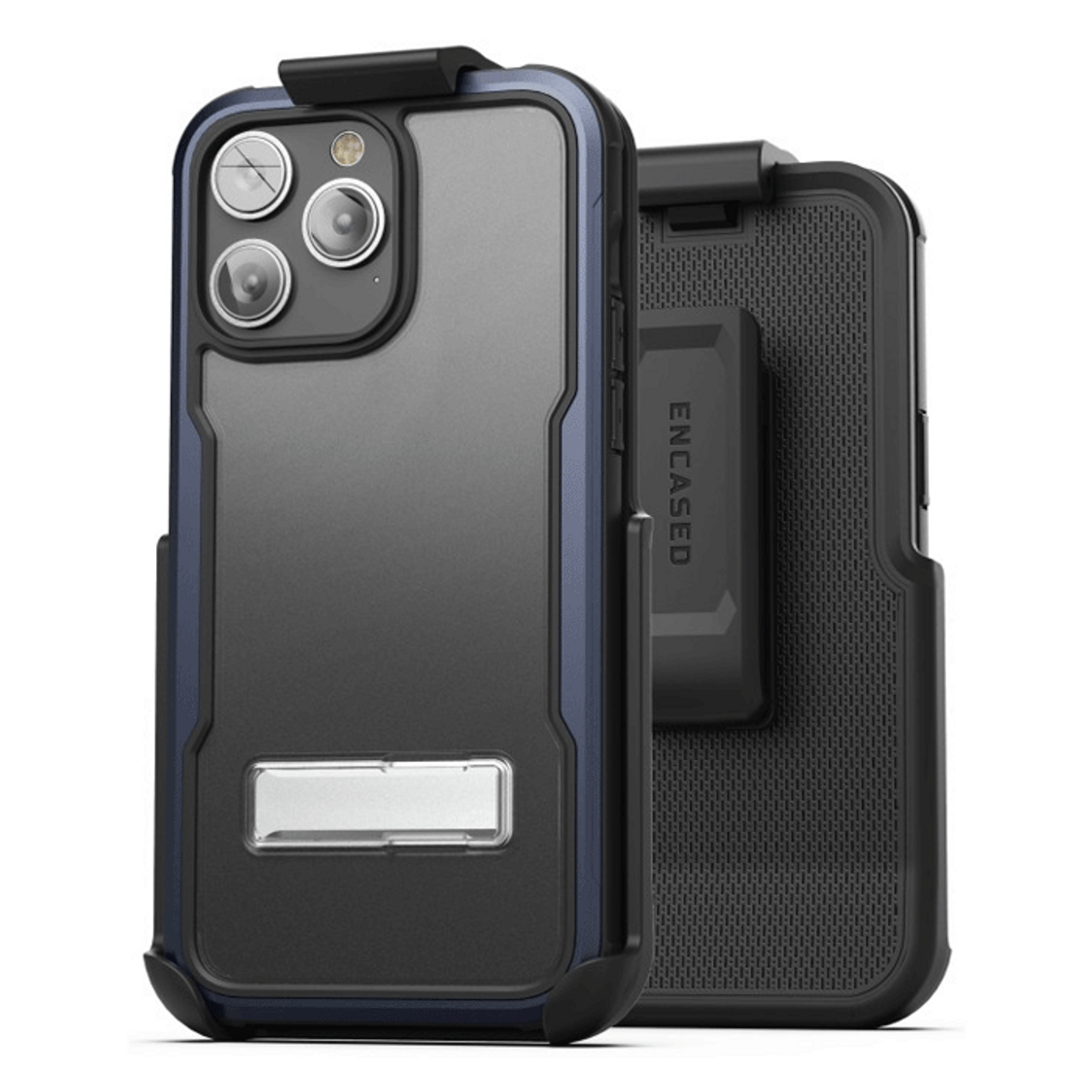 Encased Exos Armor Case iPhone 14 Pro with Belt Clip Holster - Blue