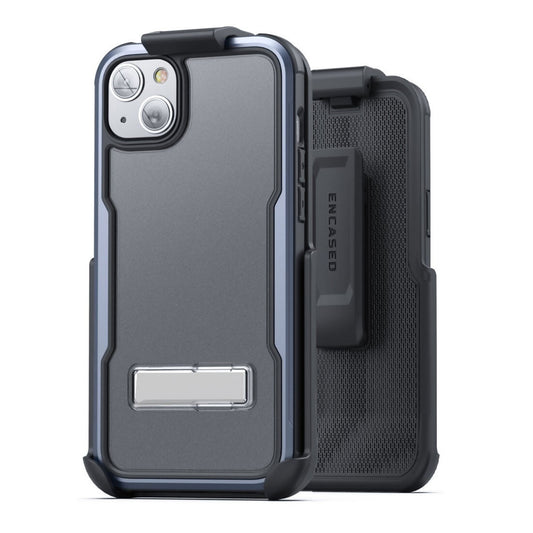 Encased Exos Armor Case iPhone 14 with Belt Clip Holster - Blue