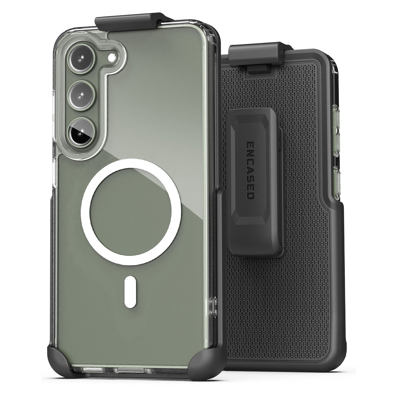 Encased Clear MagSafe Case Samsung Galaxy S23 with Belt Clip Holster - Clear