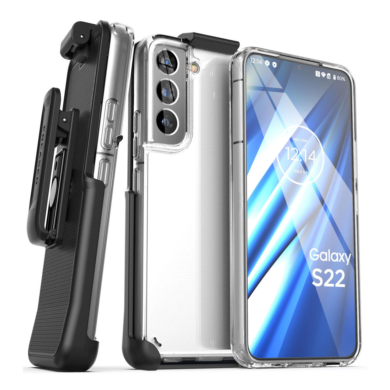 Encased Clear Back Case Samsung Galaxy S22 with Belt Clip Holster - Clear