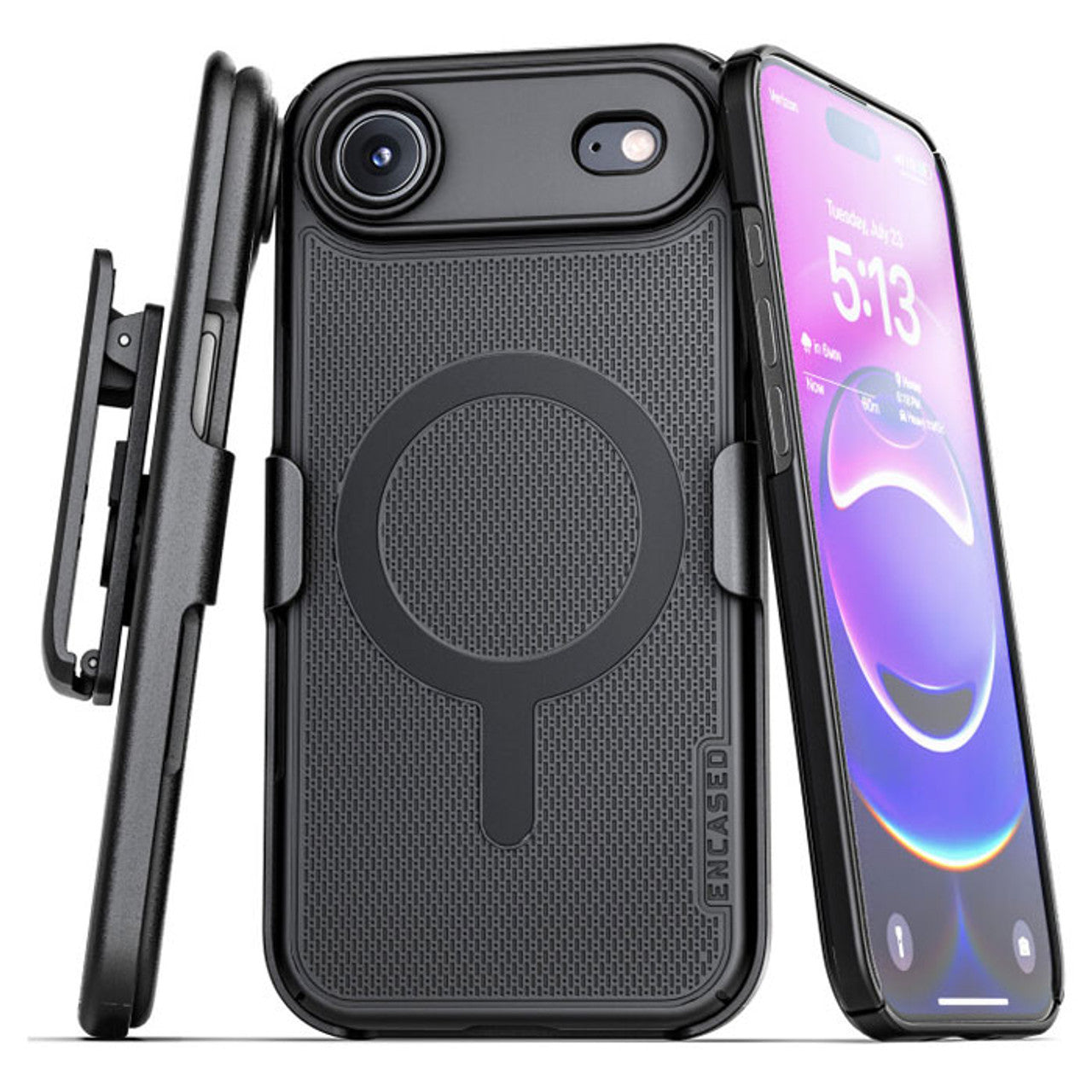Encased Slimline Case iPhone 17 Air with Belt Clip Holster - Black