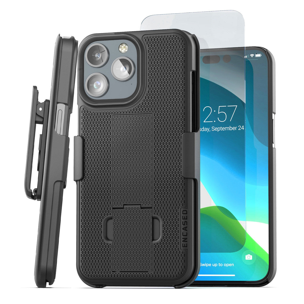 Encased Duraclip with Belt Clip Holster iPhone 15 Pro Max - Black