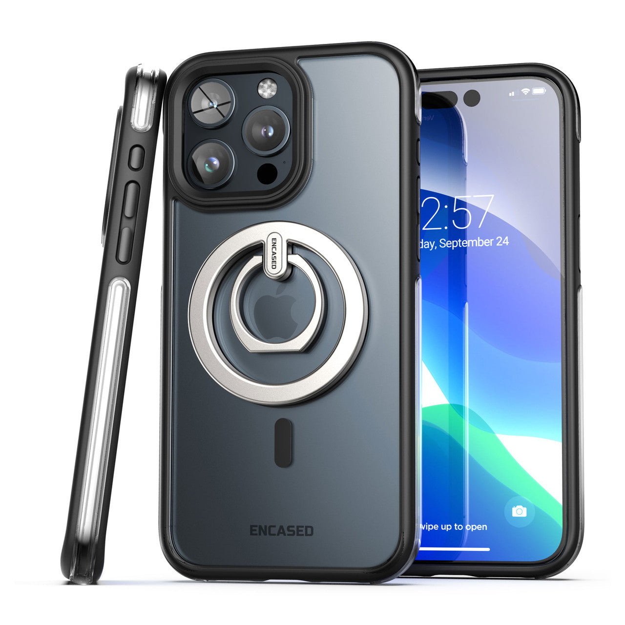 Encased MAG-AIR Case iPhone 15 Pro with MagSafe Ring Grip - Black