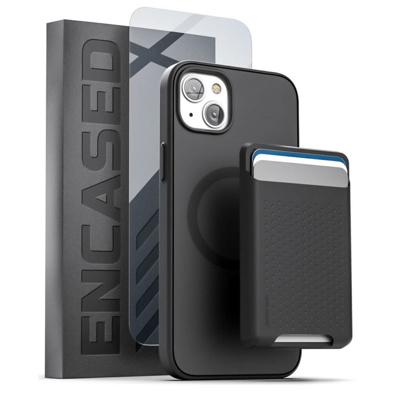 Encased Slimshield MagSafe Case with TPU Wallet iPhone 14 - Black