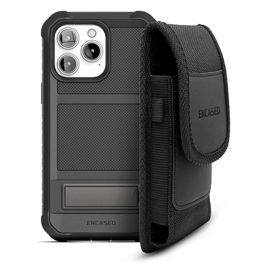 Encased Falcon Shield Case iPhone 14 Pro Max with Pouch - Black