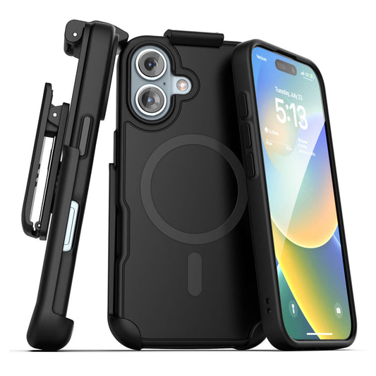 Encased Slimshield MagSafe Case iPhone 16 Plus with Belt Clip Holster - Black