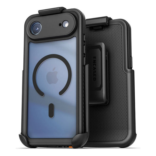Encased Titan Waterproof Case iPhone 17 Air with Belt Clip Holster - Black/Clear