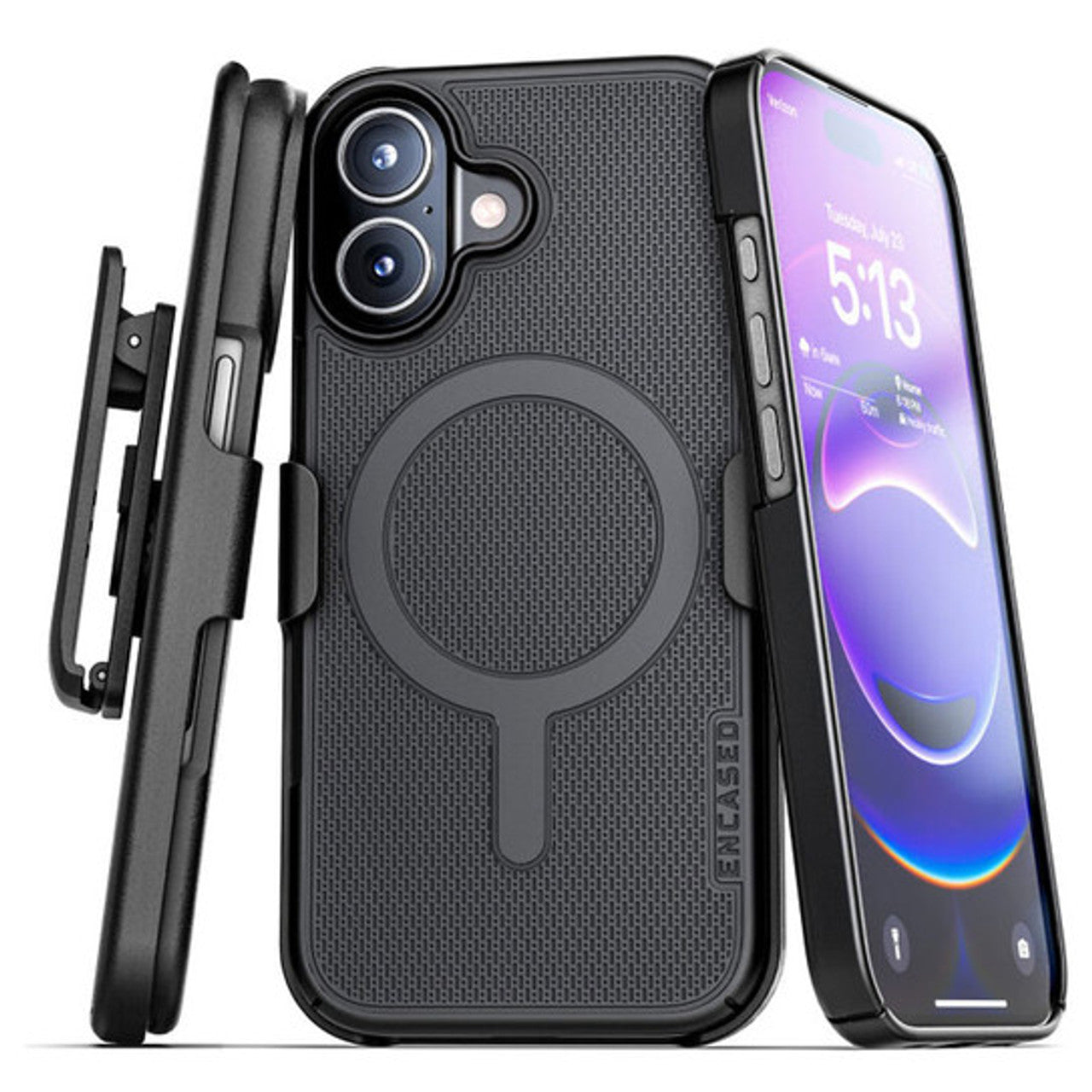 Encased Slimline Case iPhone 17 with Belt Clip Holster - Black Encased Slimline Case iPhone 17 with Belt Clip Holster - Black