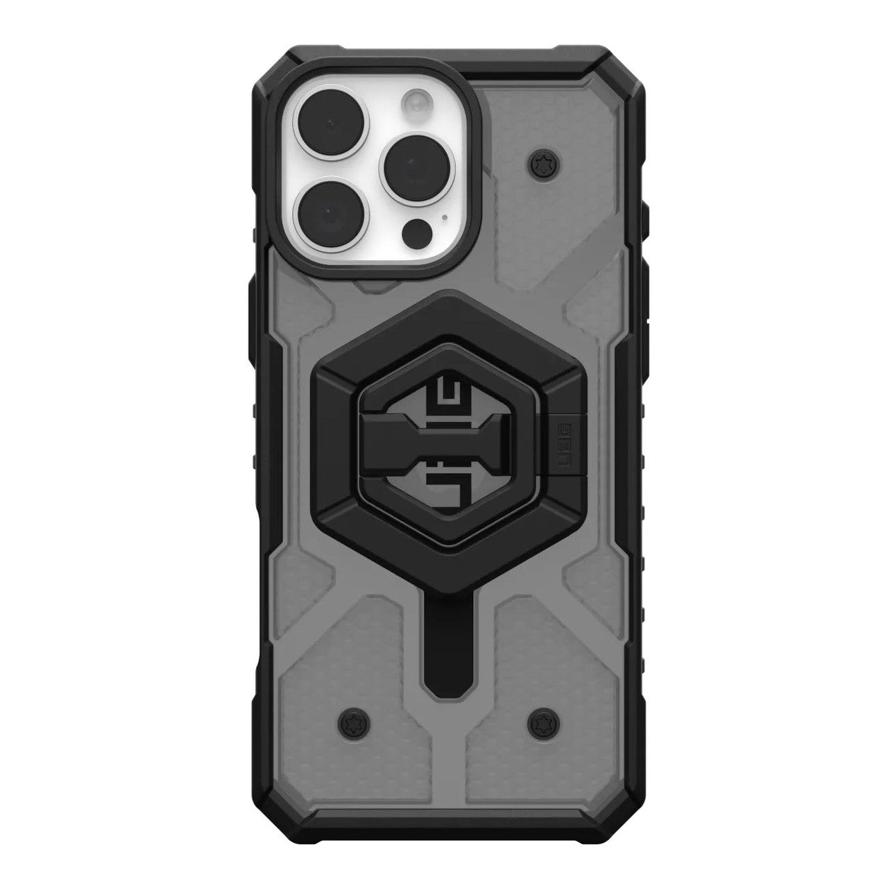 UAG Pathfinder Clear Magsafe Case iPhone 16 Pro Max + Black Ring Stand - Ash
