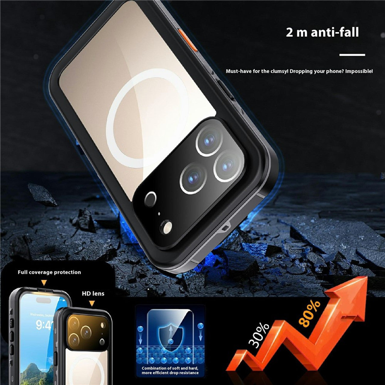 Krakatoo Dot WaterProof Case iPhone 17 Pro - Black