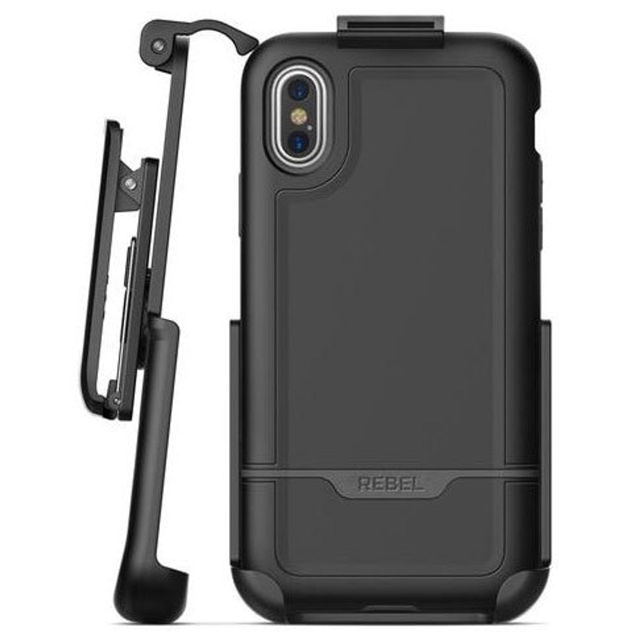 Encased Rebel Case iPhone Xs Max with Belt Clip Holster - Black