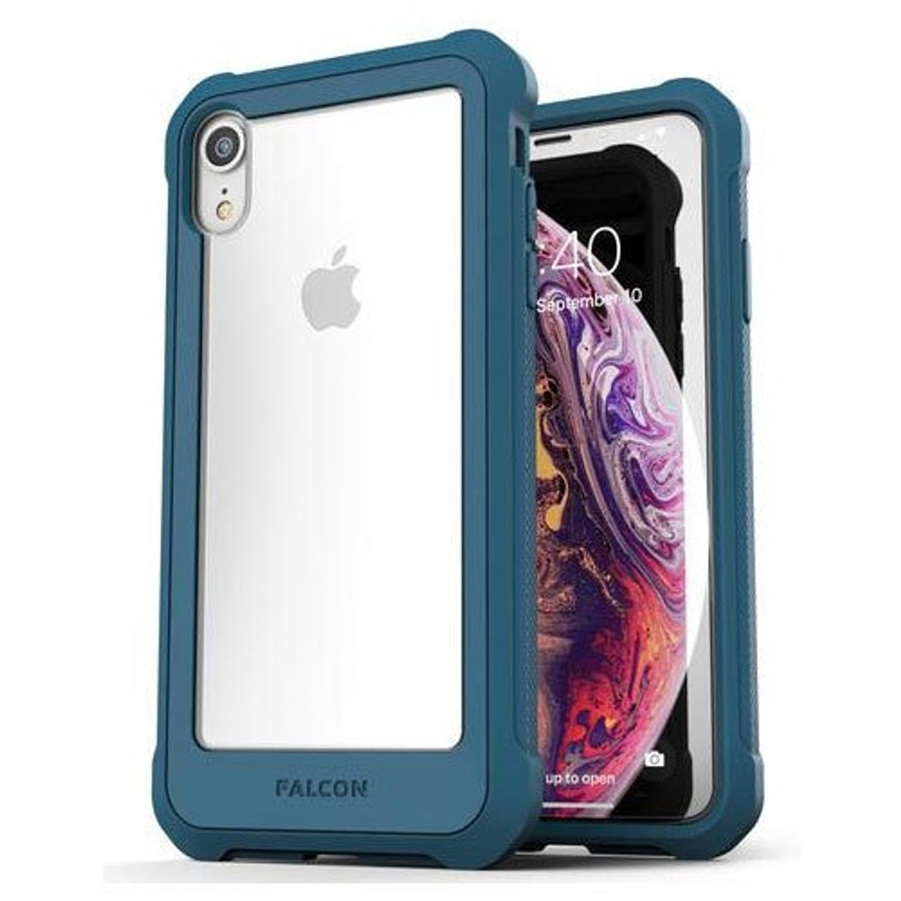 Encased Falcon Case and Tempered Glass Screen Guard iPhone XR - Teal/Clear