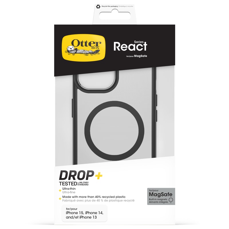 OtterBox React MagSafe Case iPhone 17e/16e/15/14/13 - Clear/Black