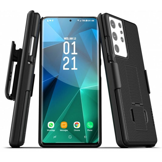 Encased Duraclip Case Samsung Galaxy S21 Ultra 5G with Belt Clip Holster - Black