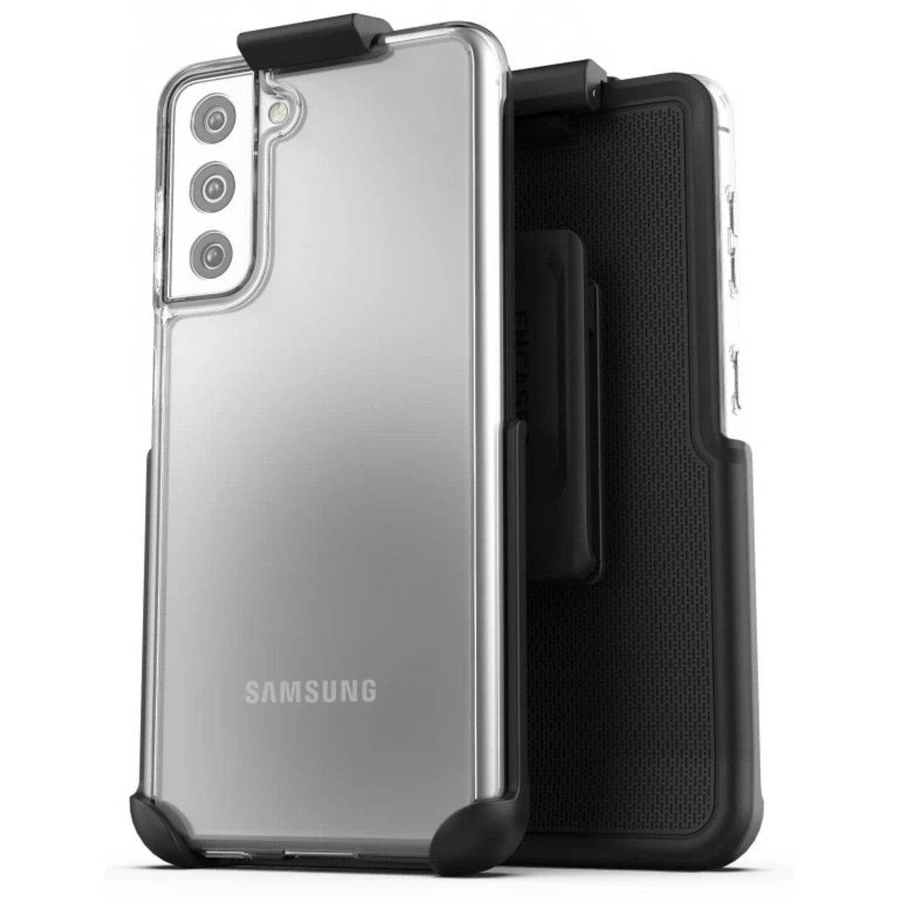 Encased Clear Back Case Samsung Galaxy S21+ Plus 5G with Belt Clip Holster - Clear